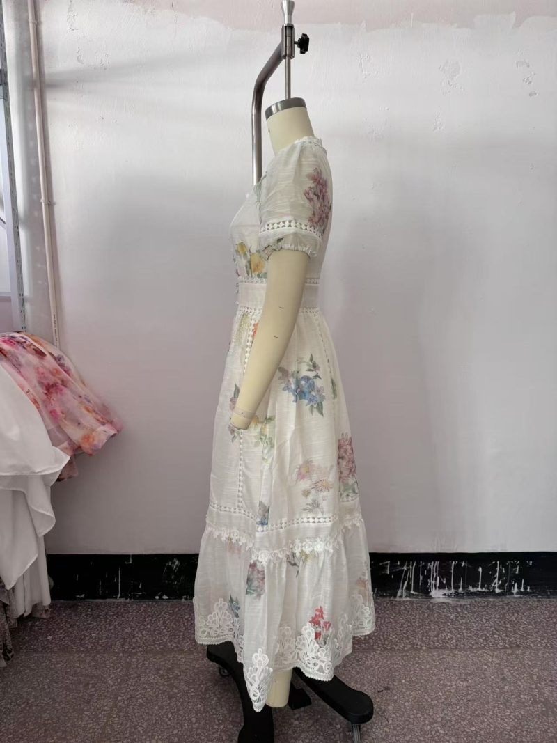 Simple Summer Swing Dress with Heavy Lace Stitching - Image 4