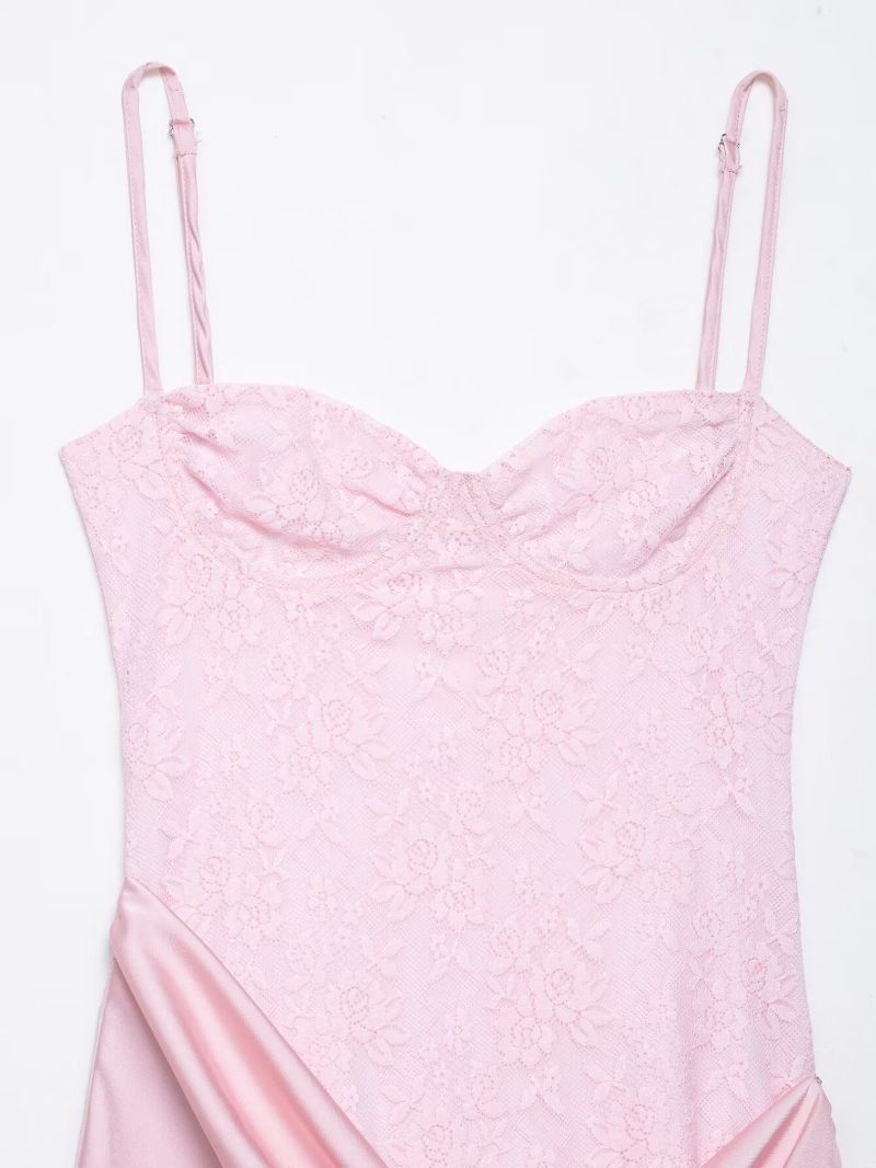 Elegant Lace Stitching Sleeveless Cami Dress - Image 3