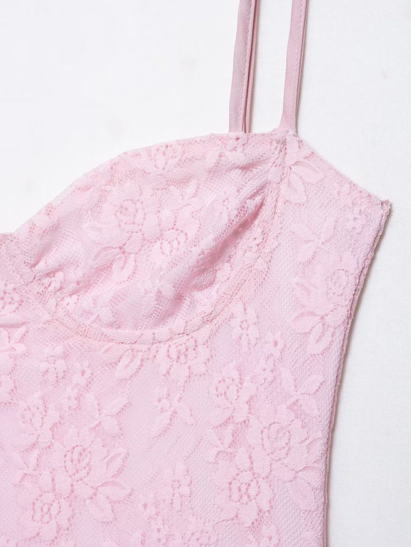 Elegant Lace Stitching Sleeveless Cami Dress - Image 4