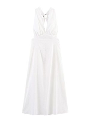 Elegant Embroidered Backless Dress for Summer Women