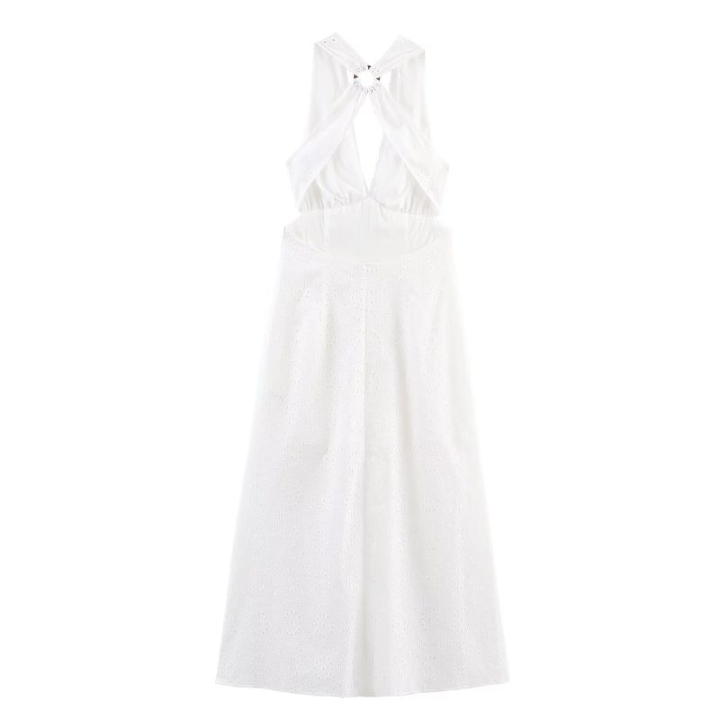 Elegant Embroidered Backless Dress for Summer Women - Image 2