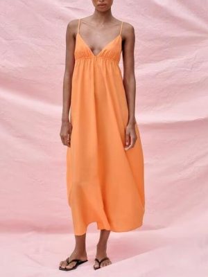 Chic Summer Backless Midi Dress with Drape Straps