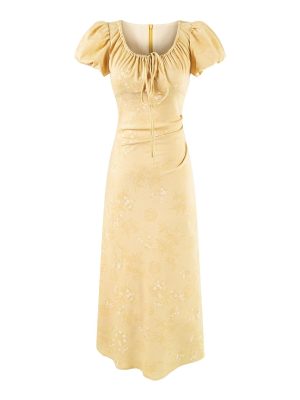 Controlled Waist Elegant Jacquard Maxi Dress Women