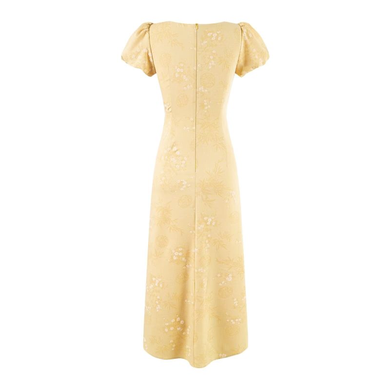 Controlled Waist Elegant Jacquard Maxi Dress Women - Image 2
