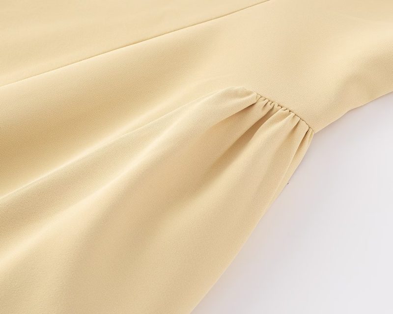 Women's Yellow Pleated Summer Dress with Straps - Image 4