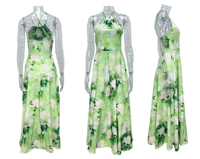 Elegant Spaghetti Strap Floral Print Maxi Dress - Image 4