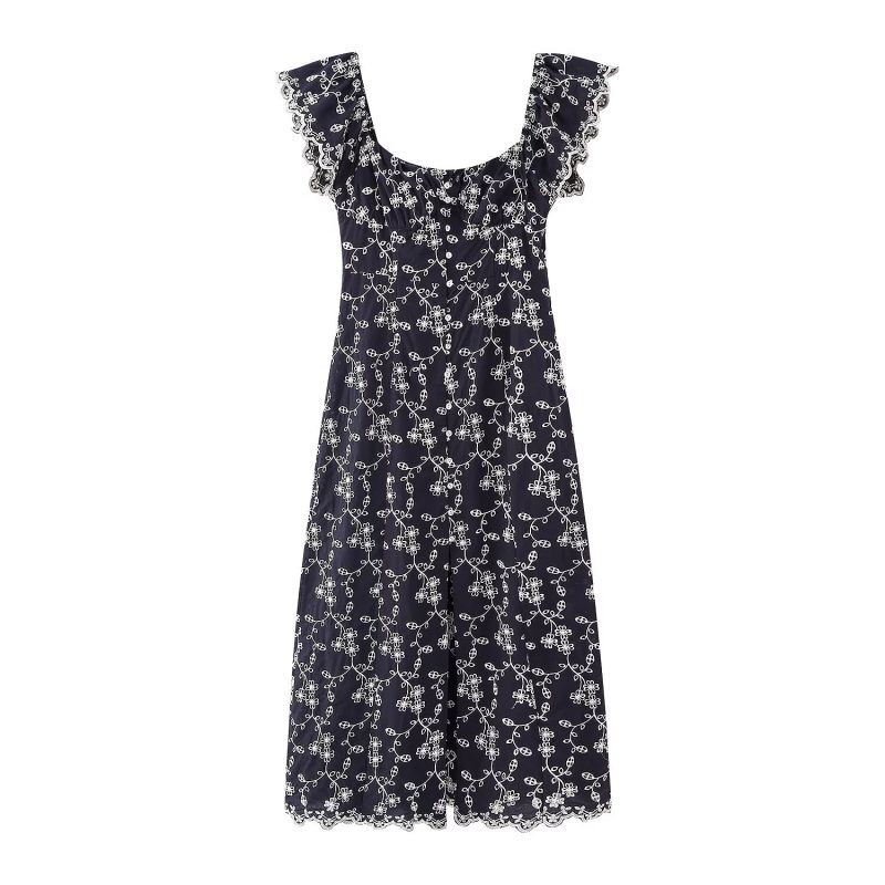 Elegant Women’s Floral Embroidered Slim Midi Dress - Image 2