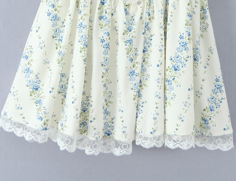 Waist-Tight Lace Stitching Printed Dress Women - Image 4