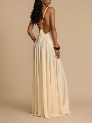Elegant Summer Suspender Dress with Cutout Stitching