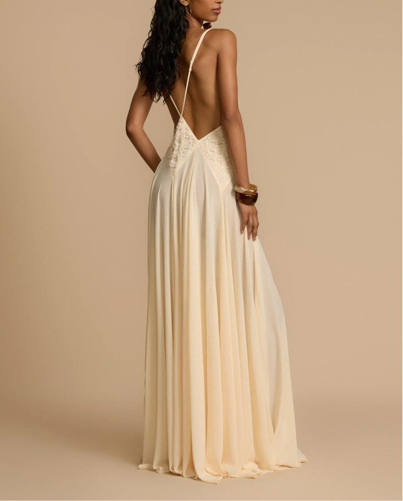 Elegant Summer Suspender Dress with Cutout Stitching