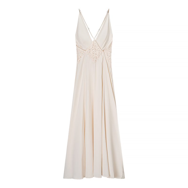 Elegant Summer Suspender Dress with Cutout Stitching - Image 4