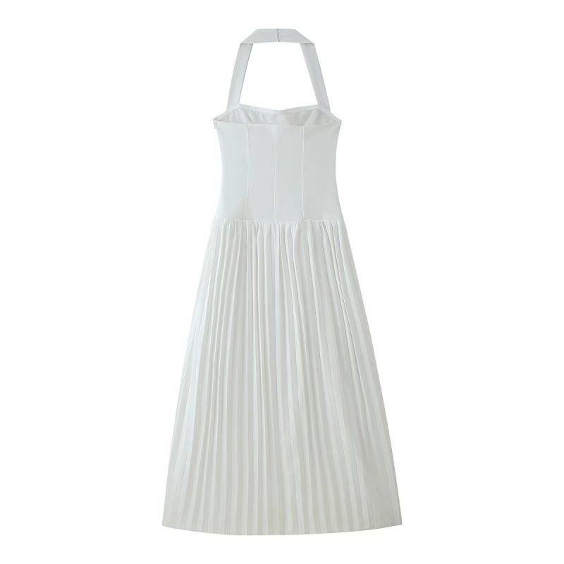 Women’s Summer Halter Pleated Tube Top Dress - Image 2