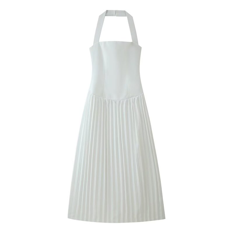 Women’s Summer Halter Pleated Tube Top Dress