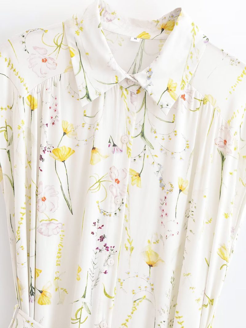 Printed Bohemian Beach Belted Midi Dress - Image 2