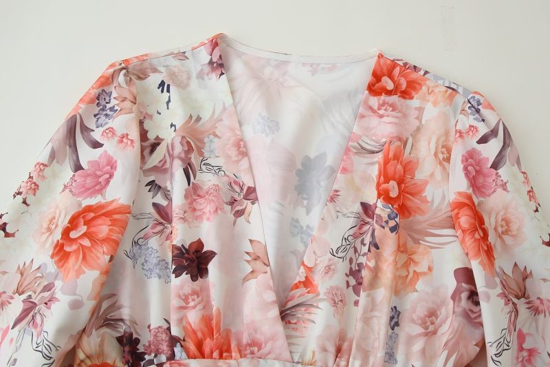 Autumn French Vintage Floral Print Belted Dress - Image 3
