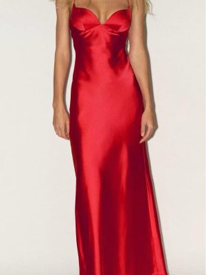 Summer Women’s Elegant Silk Satin Strap Dress