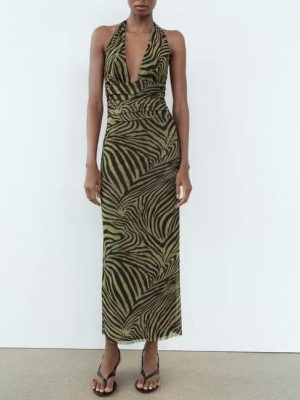 Summer Women Printed Silk Net Dress