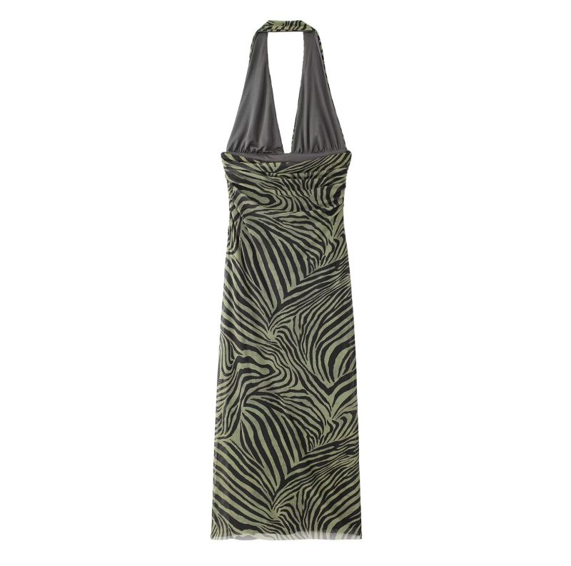 Summer Women Printed Silk Net Dress - Image 2