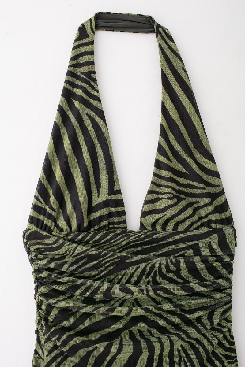 Summer Women Printed Silk Net Dress - Image 3