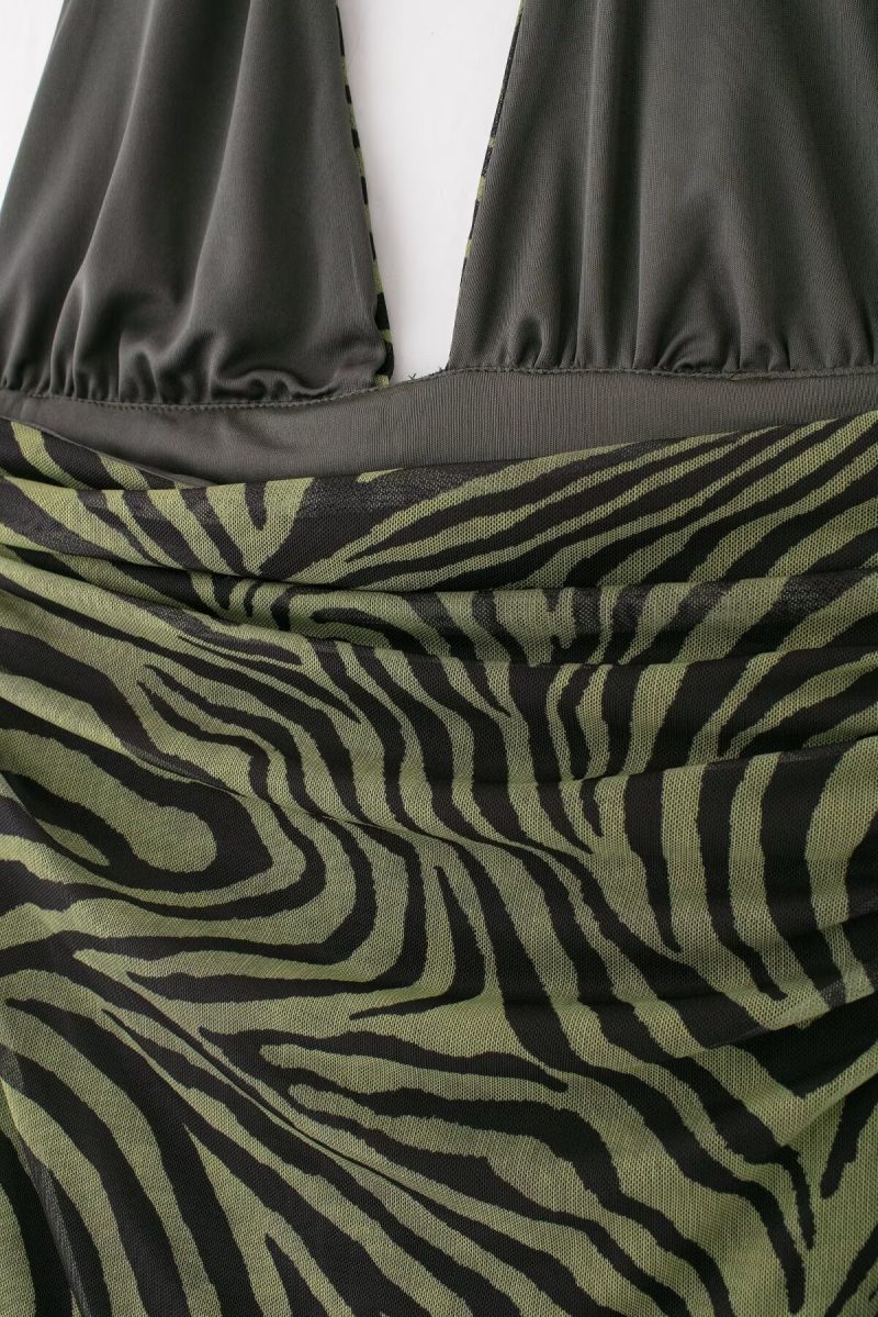 Summer Women Printed Silk Net Dress - Image 4