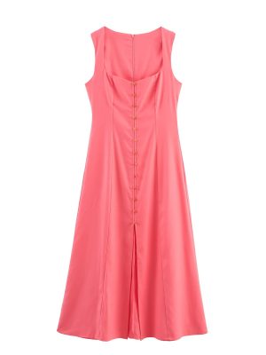 Flattering Single Breasted Summer Linen Dress