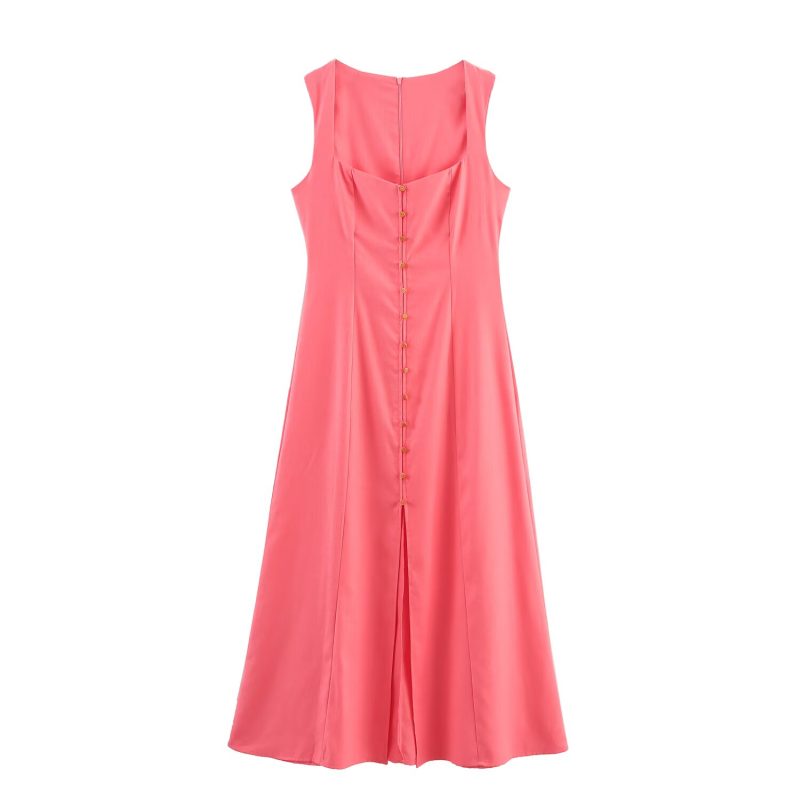 Flattering Single Breasted Summer Linen Dress