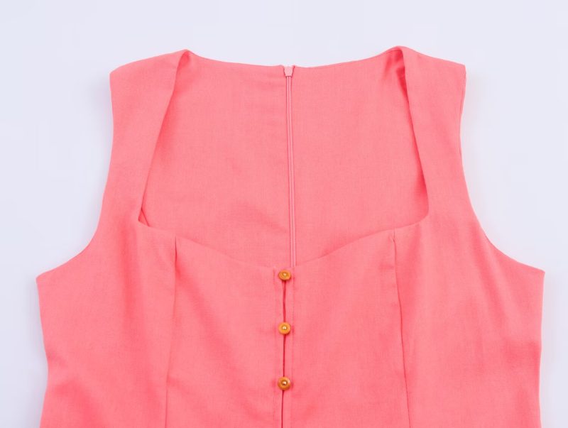 Flattering Single Breasted Summer Linen Dress - Image 3