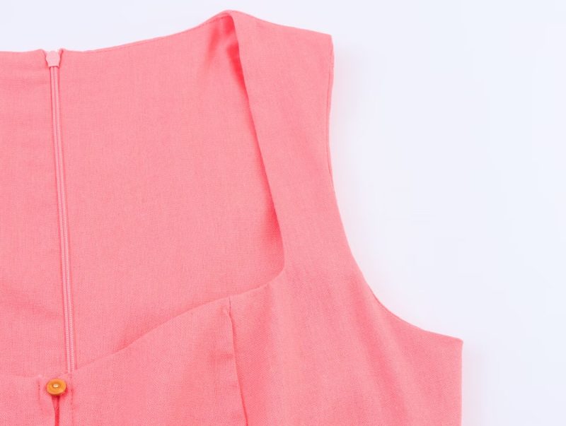 Flattering Single Breasted Summer Linen Dress - Image 4
