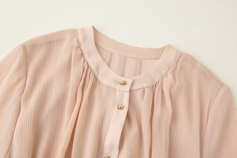 Chic Pleated Midi Dress with Belt & Sleeves - Image 3