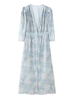 Graceful Autumn Puff Sleeve Dress Adorned