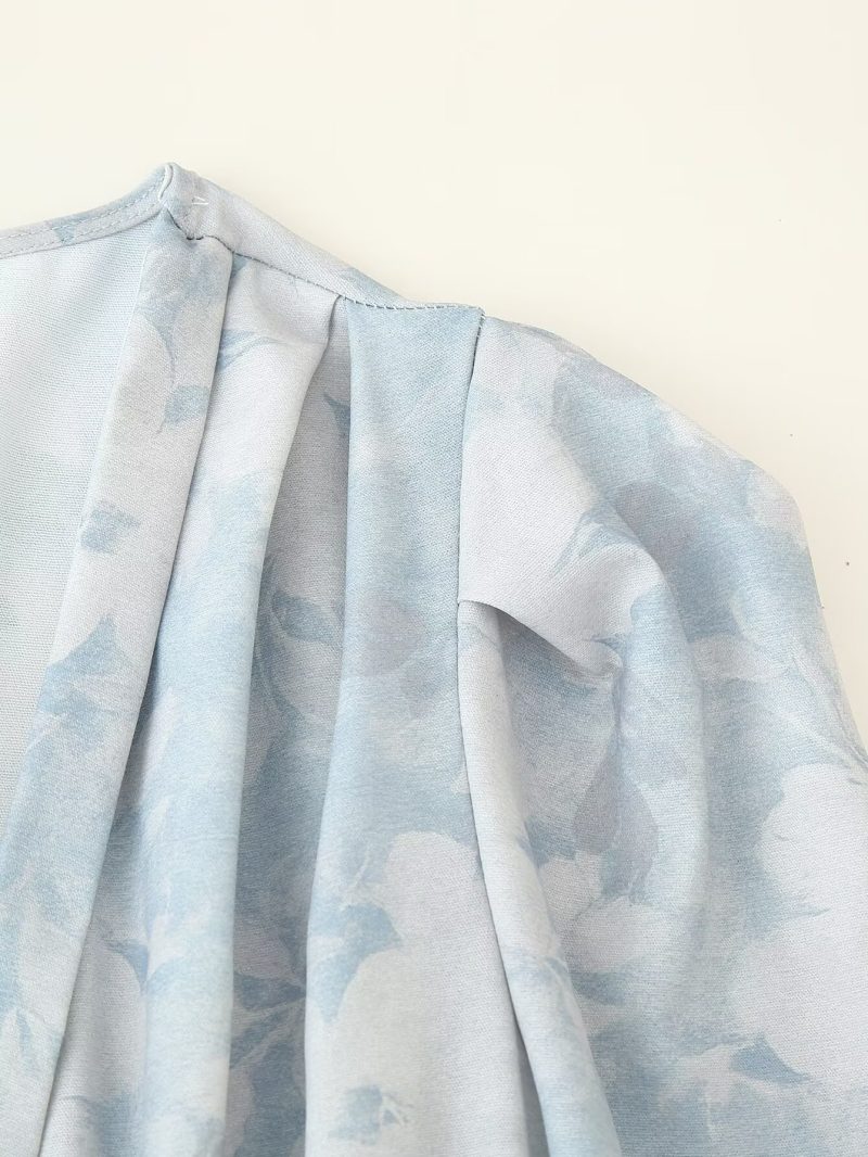 Graceful Autumn Puff Sleeve Dress Adorned - Image 4