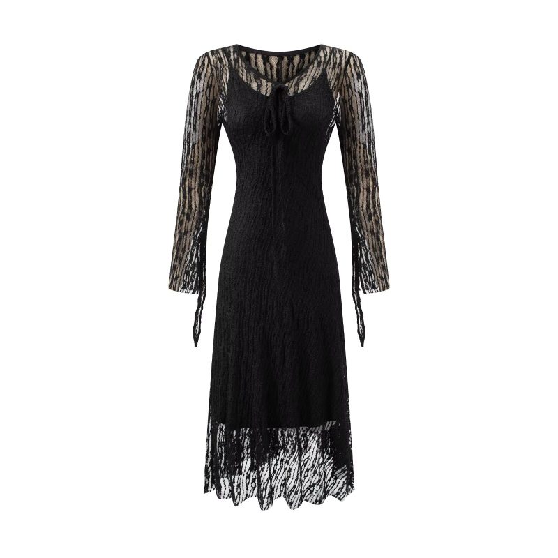 Women’s Summer Vintage Drawstring Strap Casual Dress - Image 4