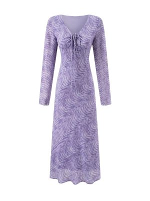 Women’s Summer V-Neck Tie Long Sleeve Beach Dress