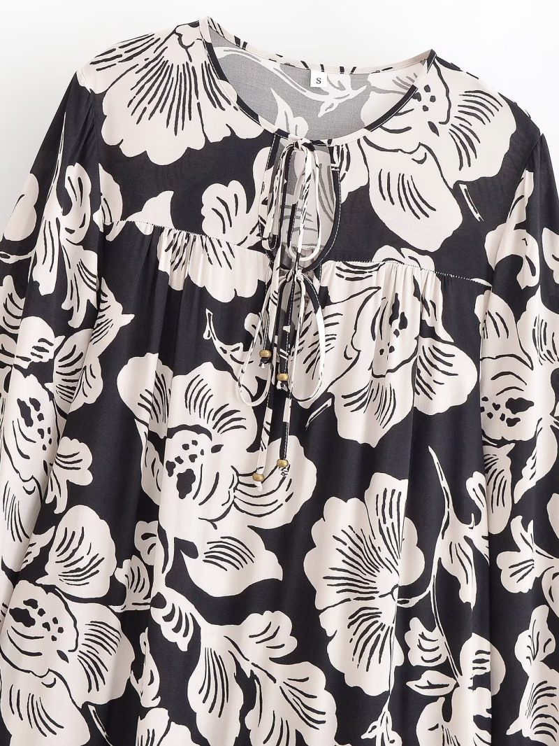 Women’s Bohemian Printed Rayon Long Sleeve Maxi Dress - Image 3