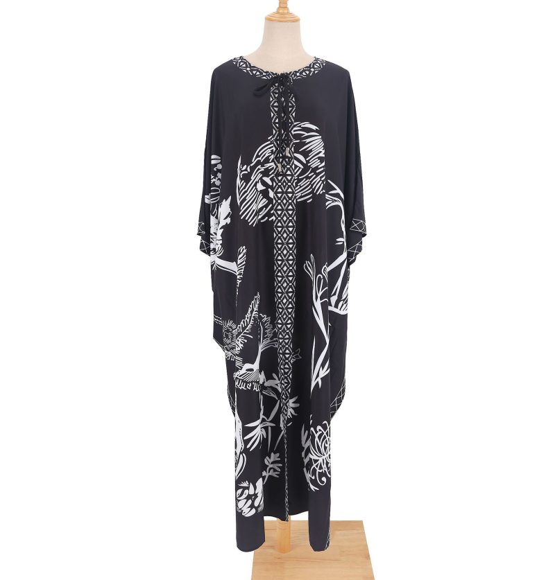 Blue Stretch Pattern Beach Cover Up Dress - Image 3