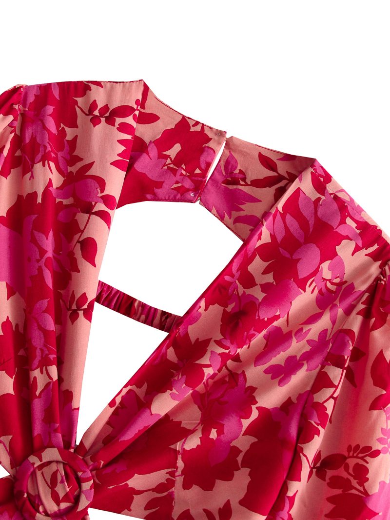 Spring Printed Asymmetric Hollow Out Irregular Dress - Image 4