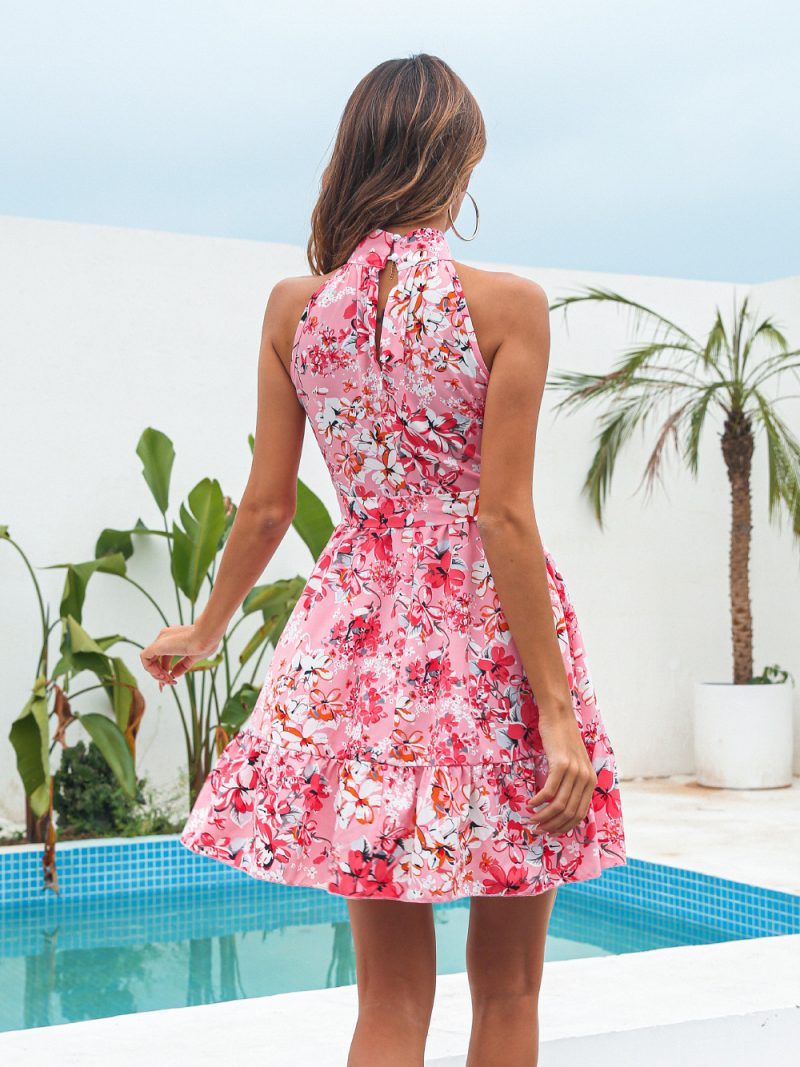 Floral Chiffon Holiday Dress with Open Back - Image 2