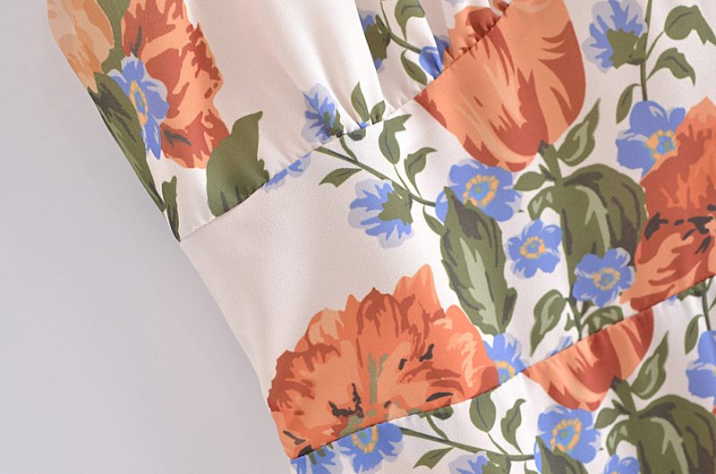 Spring Vintage Floral V-Neck Tie Strap Dress - Image 4