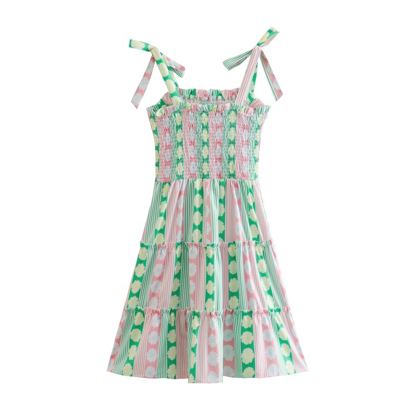 Summer Niche Printed High Waist Tiered Dress - Image 2