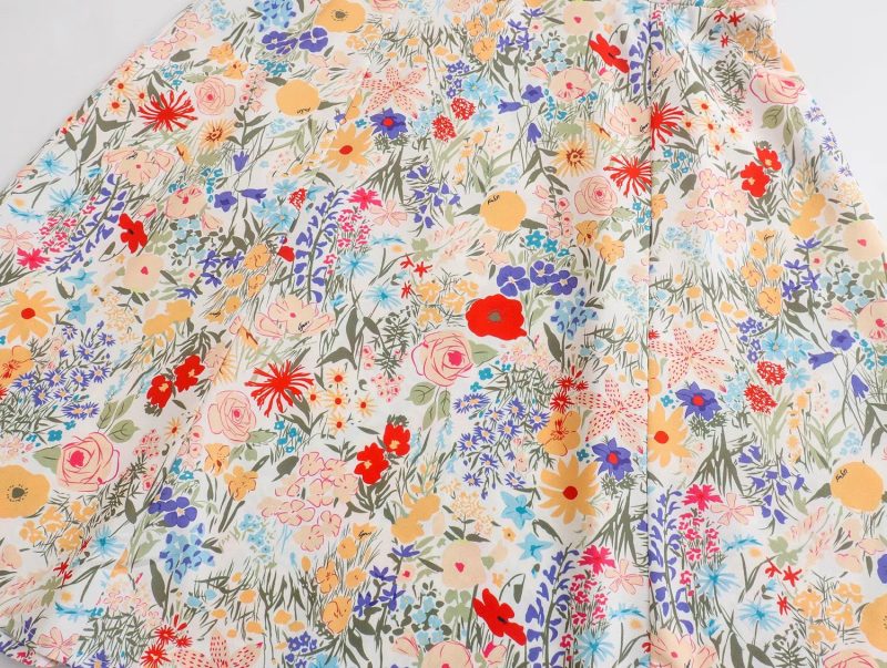 French Retro Slim Straps Printed Summer Dress - Image 3