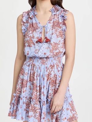 Lace-Up Chest Printed Sleeveless Summer Dress