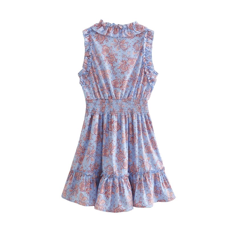 Lace-Up Chest Printed Sleeveless Summer Dress - Image 2