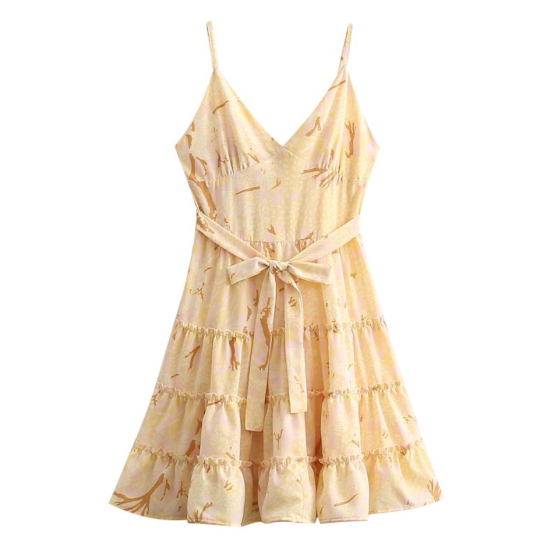 Trendy Tiered Dress with Floral Cami Layers - Image 4