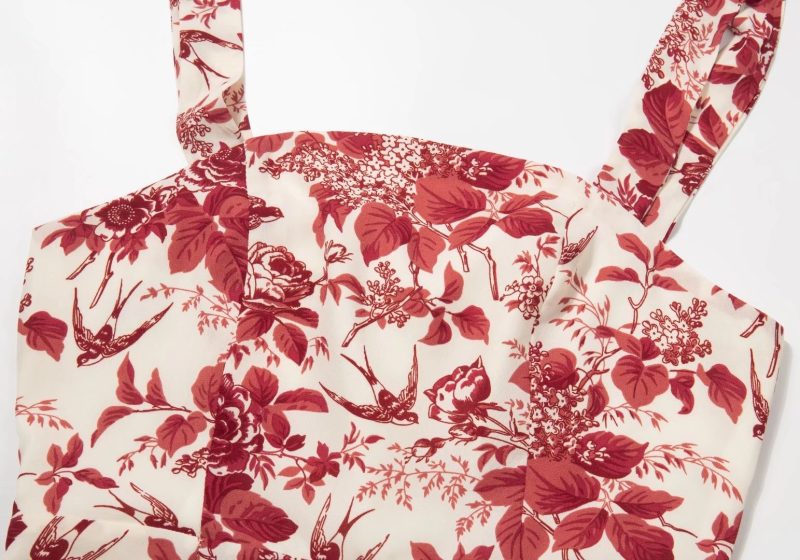 Lightweight Red Floral Dress with Tie Straps - Image 3