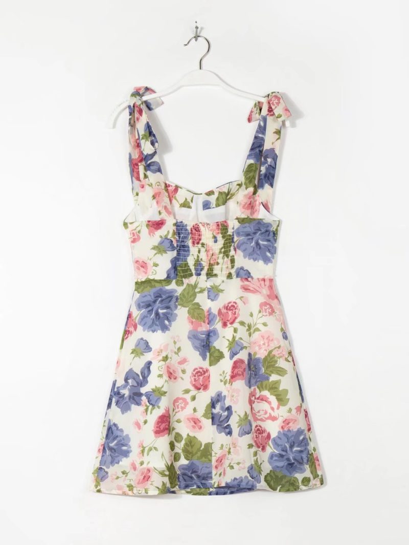 Summer Floral Print Slim Tie Strap Dress - Image 2