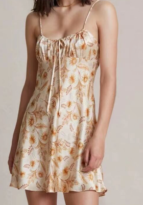 Floral Tie-Shoulder Backless Slip Dress Women