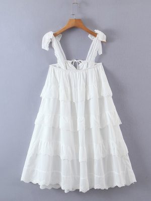 Tiered Suspender Dress with Delicate Lace Detail