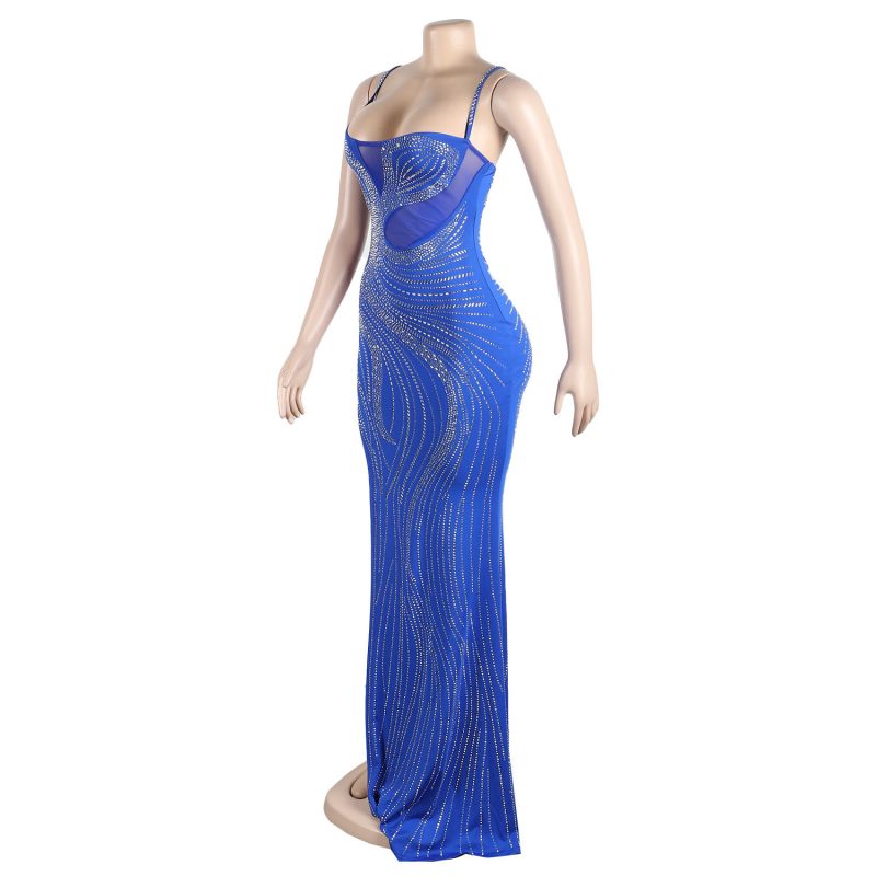 Chic Women’s Rhinestone Strap Hip Split Party Dress - Image 3