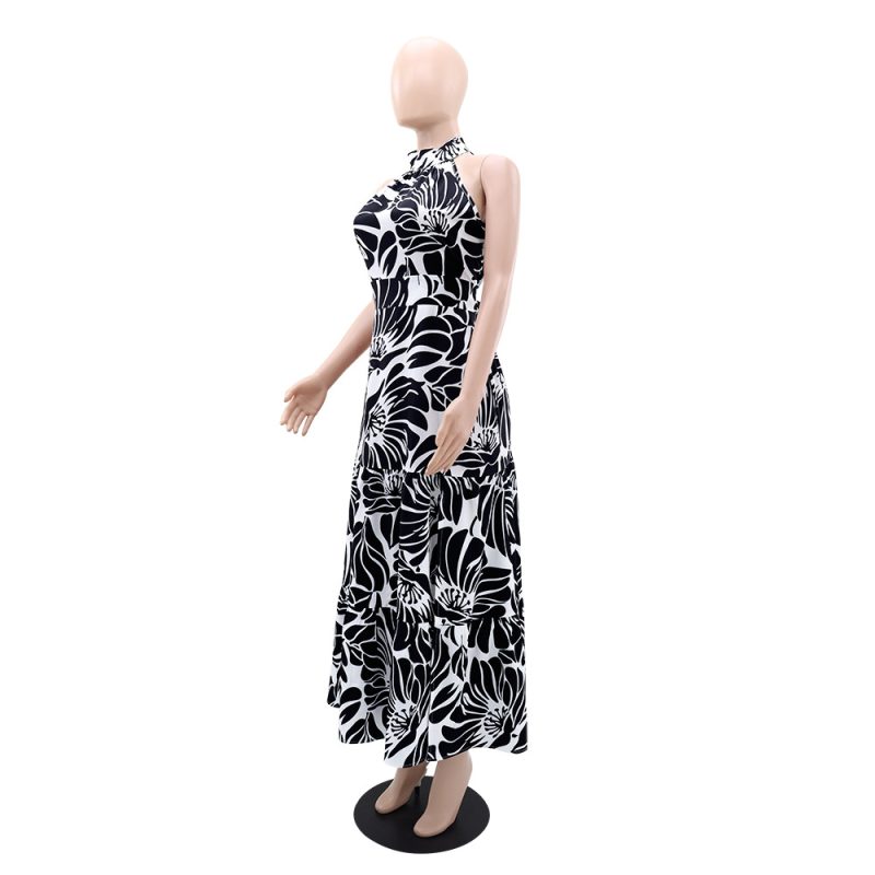 Sleeveless Printed Maxi Dress with High Slit - Image 3