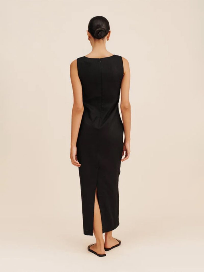 Simple Square Collar Cotton Linen Summer Maxi Dress - Image 2